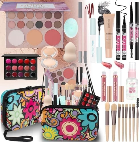 LAZORA Essential Makeup Bundle for Teen Girls, Full set, floral bag