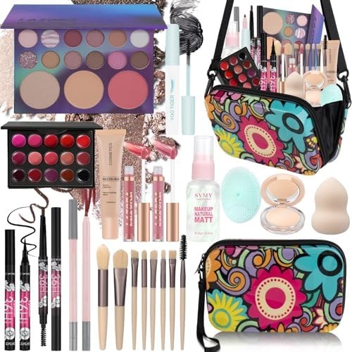 LAZORA Essential Makeup Bundle for Teen Girls, Travel set, floral bag
