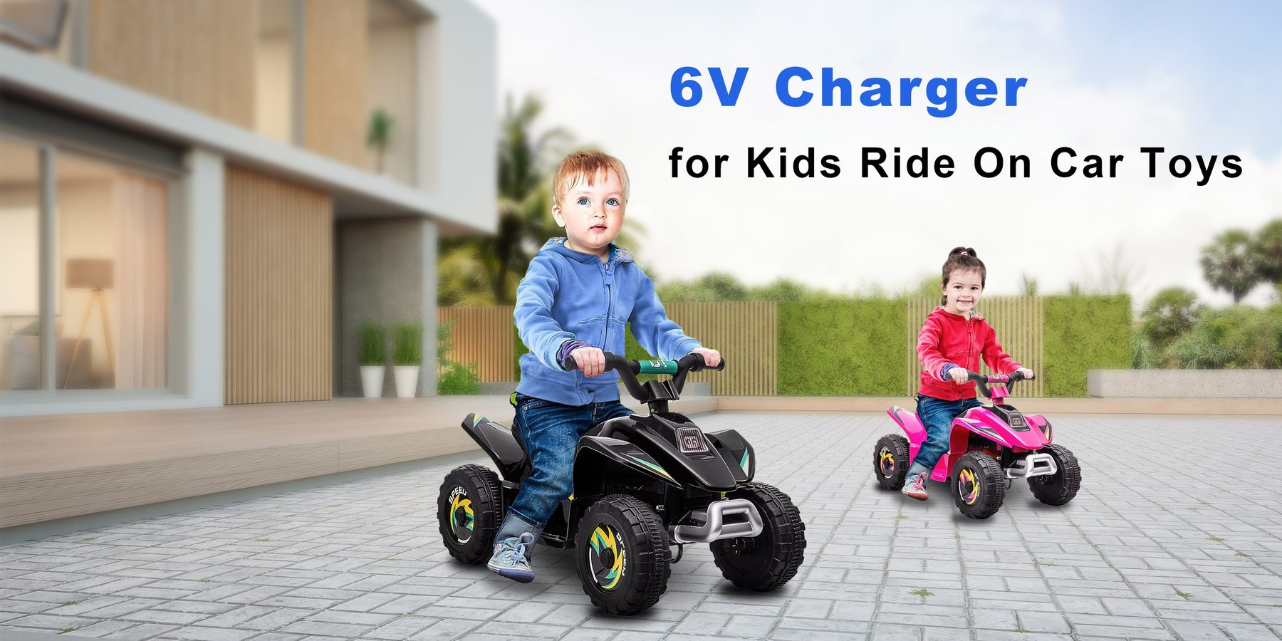 LAZORA 6V charger with kids' ride-on quads