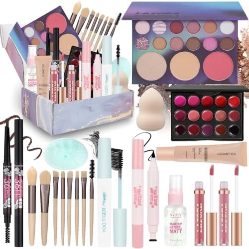 LAZORA Makeup Kit for Teenagers with 20-Colour Palette, 8-brush gift set
