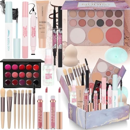 LAZORA Makeup Kit for Teenagers with 20-Colour Palette, 8-brush set